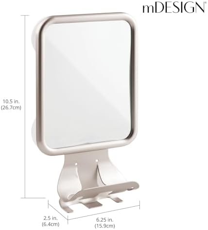 mDesign Large Metal Suction Shaving Mirror