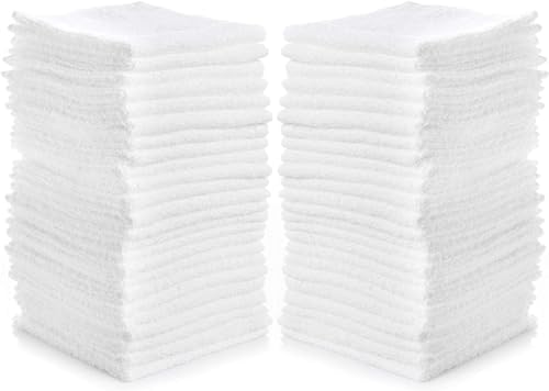 Cotton Washcloths White Set of 40 12 x 12