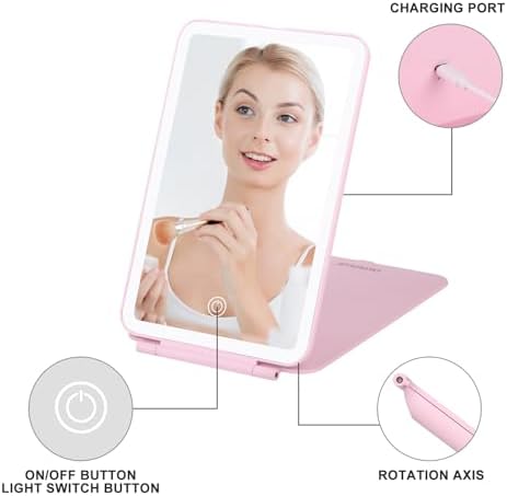 Osteplus Ultra-Thin Pink Travel Makeup Mirror