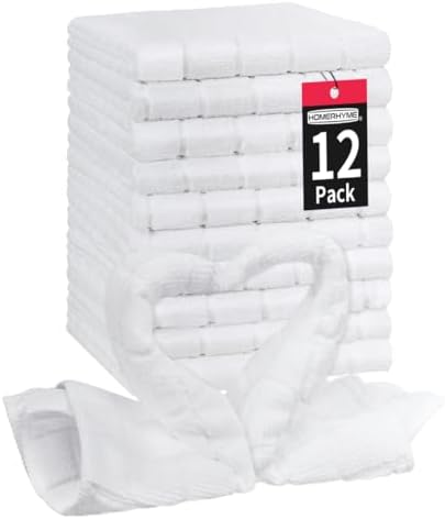HOMERHYME Microfiber Washcloths Face Towels 12 Pack White