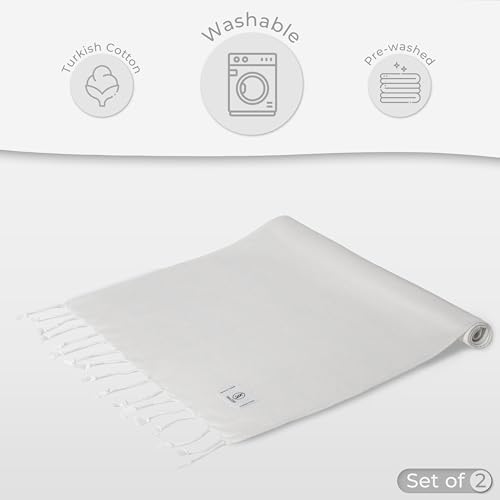 Ossano Turkish Classic Hand Towel Set of 2 - Ecru 30x18