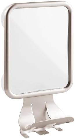 mDesign Large Metal Suction Shaving Mirror