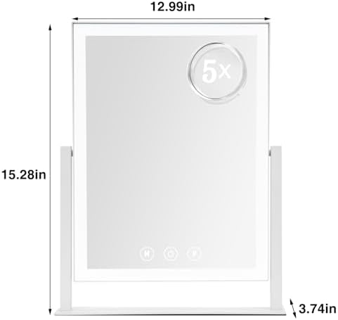 Compact Lighted Makeup Mirror with 5X Magnification and 360 Rotation