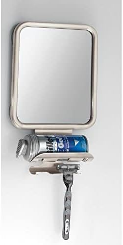 mDesign Large Metal Suction Shaving Mirror