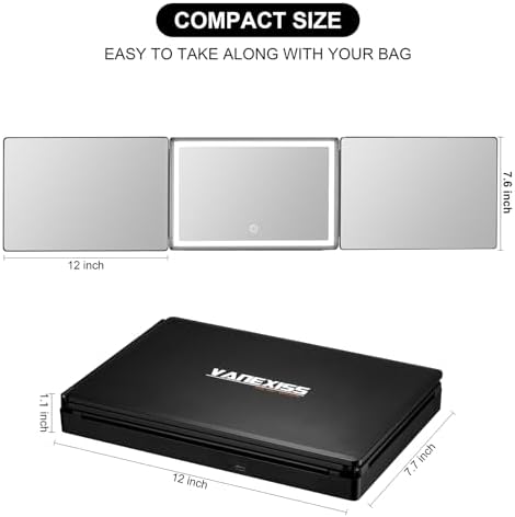 Vanexiss Rechargeable 3-Way Mirror for Personal Care