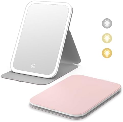 Kintion Travel Makeup Mirror - 60 LEDs 360 Rotation Rechargeable