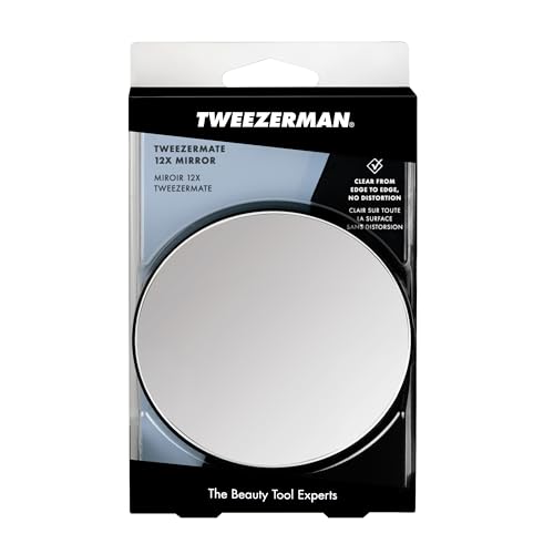 Tweezermate 12x Mirror Hands-Free Makeup Mirror with suction cups