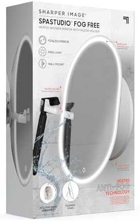 Sharper Image Water Resistant Heated Mirror with Razor Holder