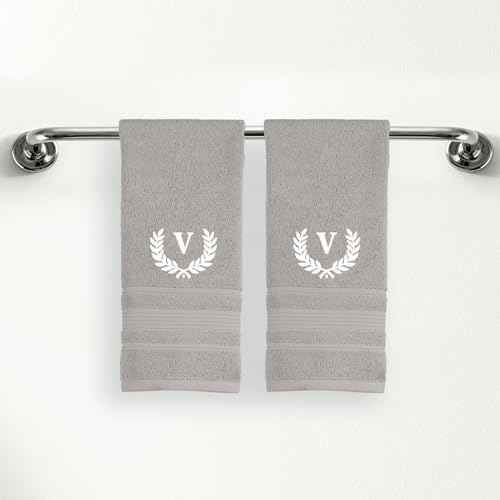 Ephesos Custom Monogrammed Grey Hand Towels Set - 2 Piece