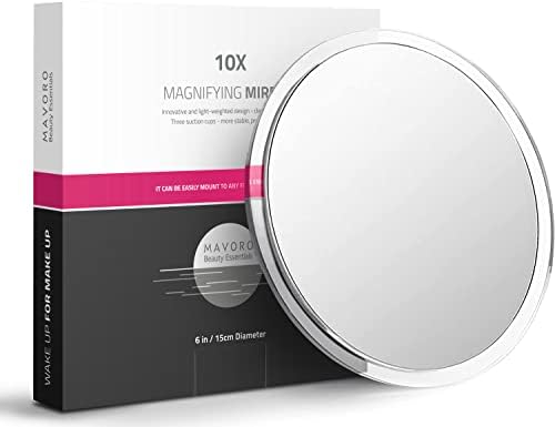 Mavoro Magnifying Mirror with Suction Cups - 10x Magnification