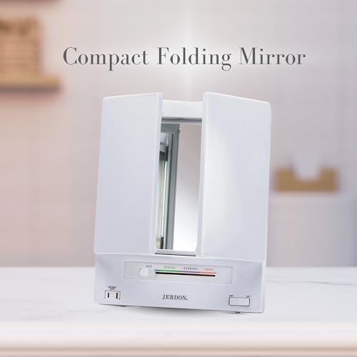 JERDON Tri-Fold Two-Sided Makeup Mirror