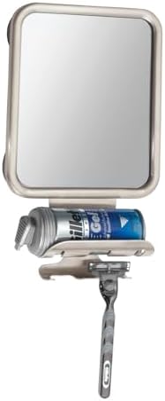 mDesign Large Metal Suction Shaving Mirror