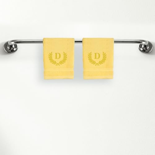 Ephesos Personalized Yellow Monogram Washcloth Set - 2 Piece Soft Absorbent