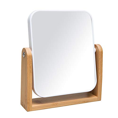 Stylish 8-Inch Vanity Mirror with Bamboo Stand