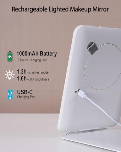 Magnify Your MakeUp Compact Travel Mirror with Rechargeable Lights