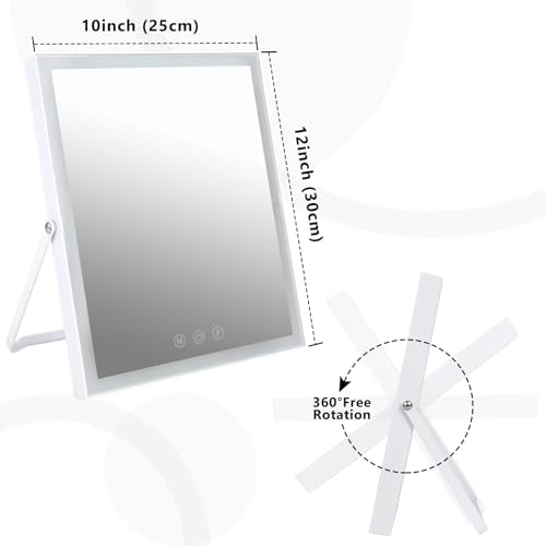 10x12 inch Lighted Makeup Mirror with Rotation and Touch Controls