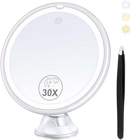 Strip-Down 30X Magnifying Mirror with Light for Precision Makeup