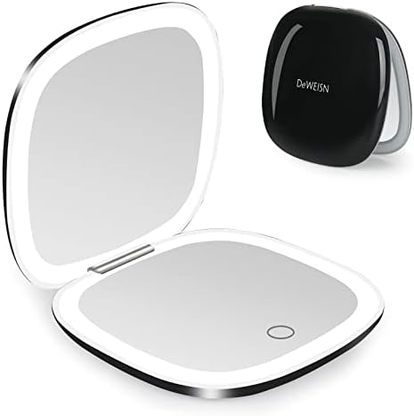 Deweisn Compact Mirror Travel Makeup Mirror with Rechargeable LED Lights