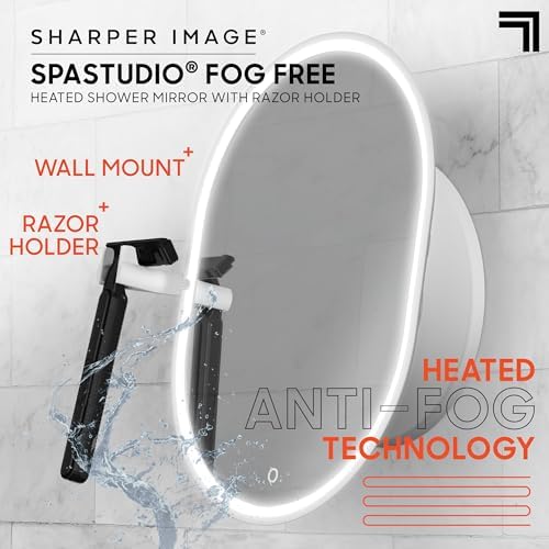 Sharper Image Water Resistant Heated Mirror with Razor Holder
