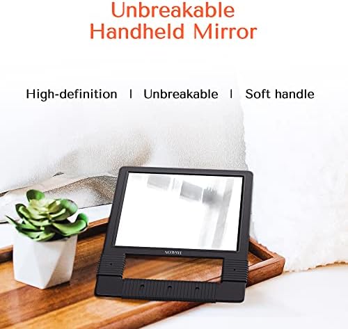 TASALON Unbreakable Hand Mirror with Handle Black