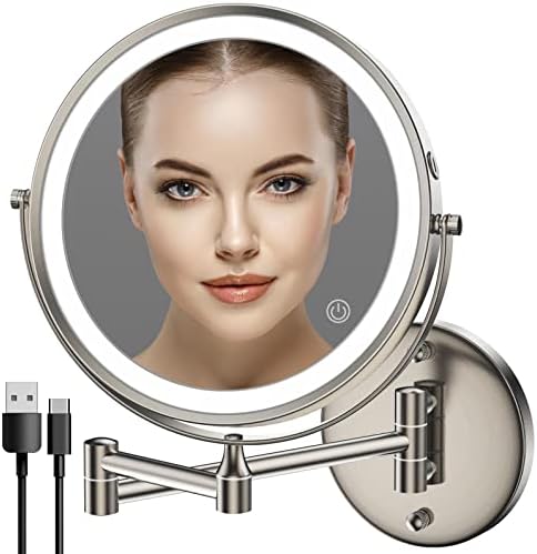 8-Inch Rechargeable LED Vanity Mirror with 360 Swivel 10X Magnification