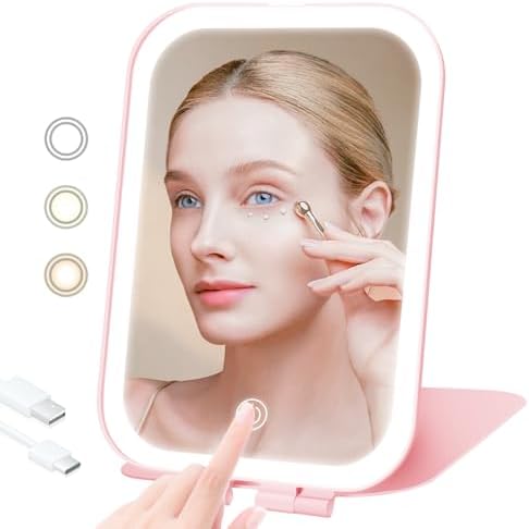 Travel Makeup Mirror with 3 Lighting Modes