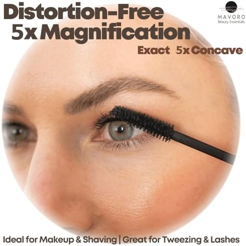 Mavoro Magnifying Mirror - 9 with 5X magnification suction cups compact design
