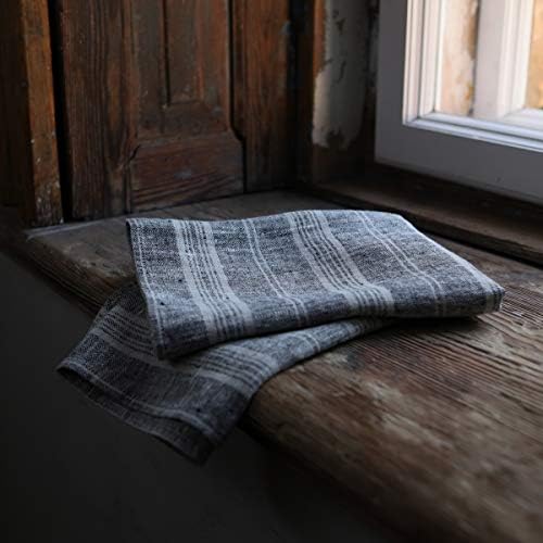 LinenMe 14x17 Guest Towels Soft absorbent BlackNatural Striped