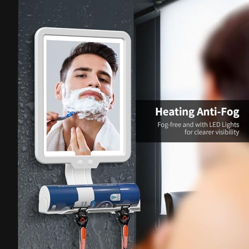 Lighted Anti-Fog Shower Mirror for Shaving - 3-in-1 Modes