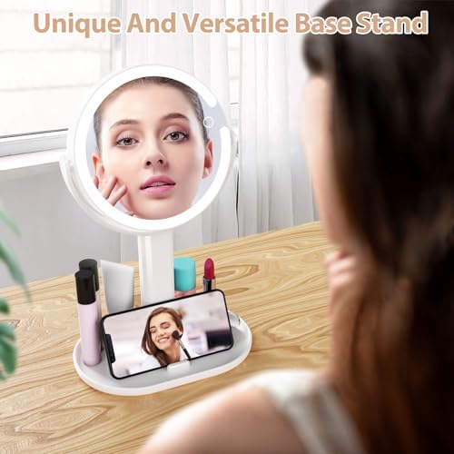 Lighted Makeup Mirror with Rechargeable 1X10X Magnification