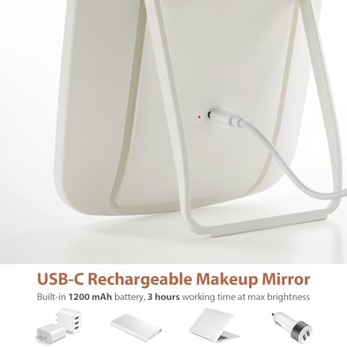 Rechargeable Makeup Mirror with Touch Dimmable Lights