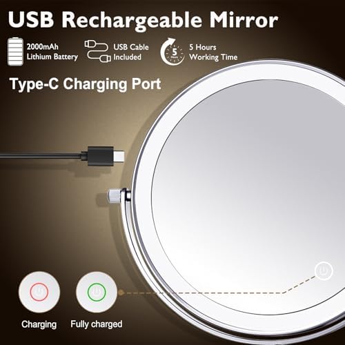 1X15X Wall-Mounted Makeup Mirror with Hook