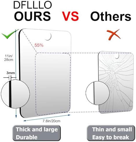 Large Fogless Shower Mirror 11x78 Inch Shatterproof