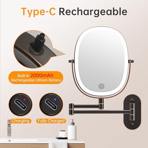 Rechargeable Wall-Mounted Makeup Mirror