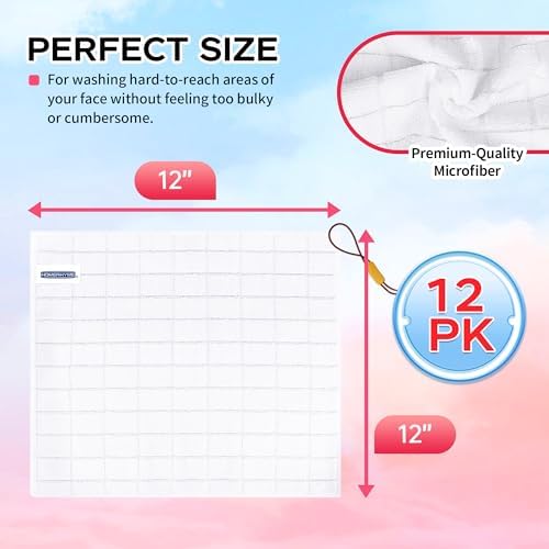 HOMERHYME Microfiber Washcloths Face Towels 12 Pack White