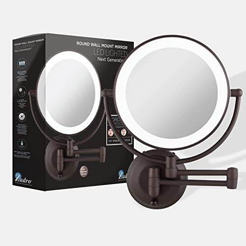 Zadro 10X1X LED Wall Mounted Makeup Mirror Oil-Rubbed Bronze