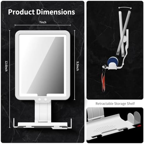 Lighted Anti-Fog Shower Mirror for Shaving - 3-in-1 Modes