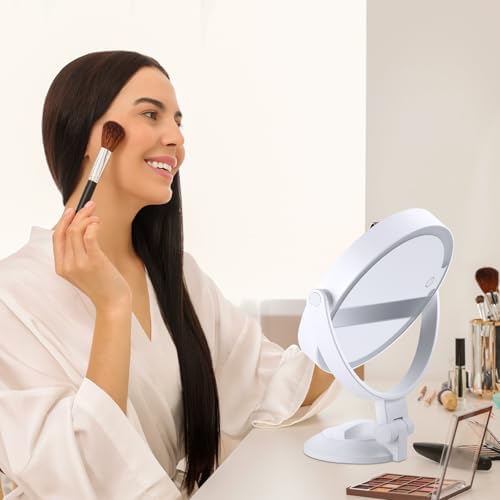LUKYMIRO 1X 10X Magnifying Mirror with suction mount Rechargeable 360 Rotating