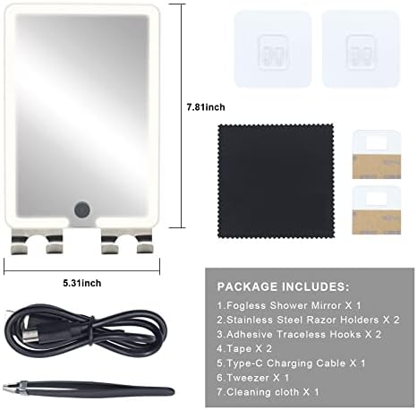 RRtide Heated Shower Mirror With LED Light