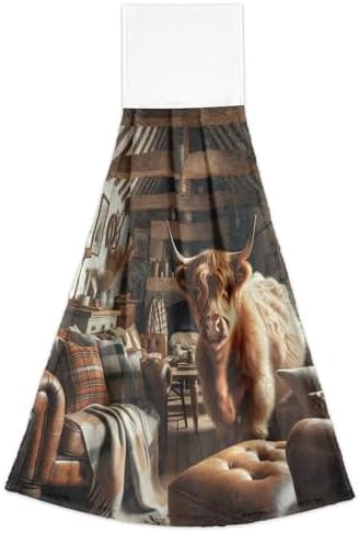 Scotland Highland Cattle Kitchen Hanging Hand Towels