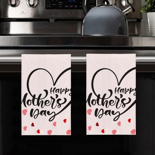 Happy Mothers Day Dish Towels Kitchen Towels 16x24 inch Set Absorbent