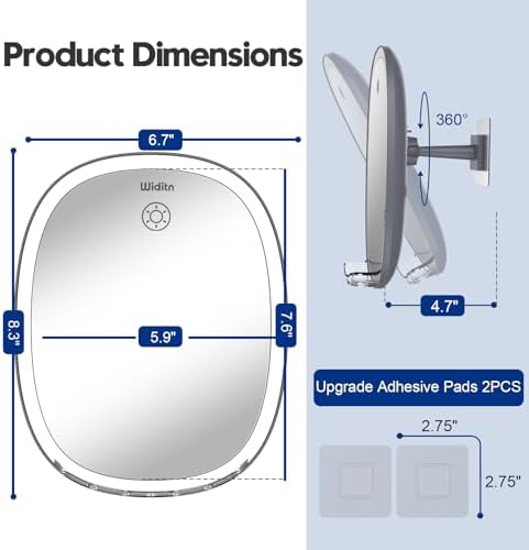 Fogless LED Shower Mirror with Adjustment