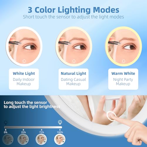 30X Magnifying Mirror with Lights Compact Travel Mirror