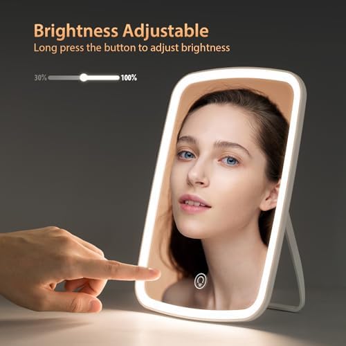 Rechargeable Makeup Mirror with Touch Dimmable Lights