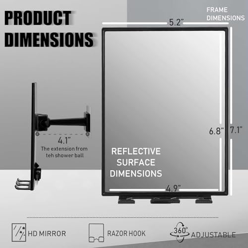 Shower Mirror with 360 Adjustable Razor Holder