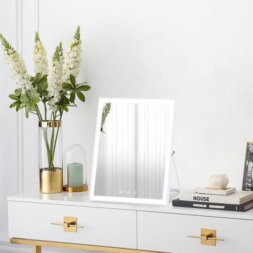 10x12 inch Lighted Makeup Mirror with Rotation and Touch Controls
