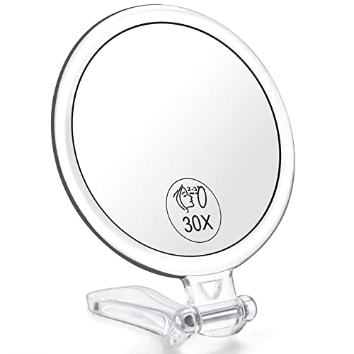 30x Magnifying Handheld Mirror with 2-Sided Adjustable Stand