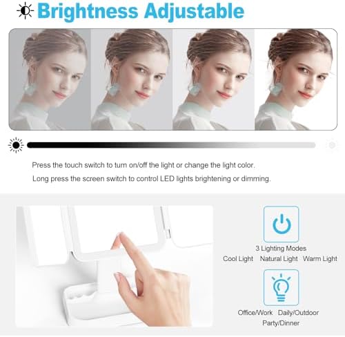 Multi-Functional Magnetic Makeup Mirror with Lights
