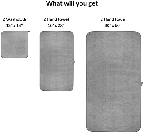 JML 6-Piece Bath Towel Set with Microfiber