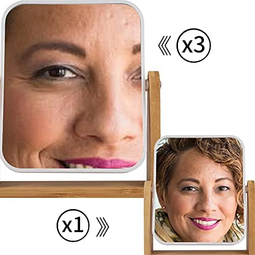Makeup Mirror with Bamboo Stand 3X Magnification